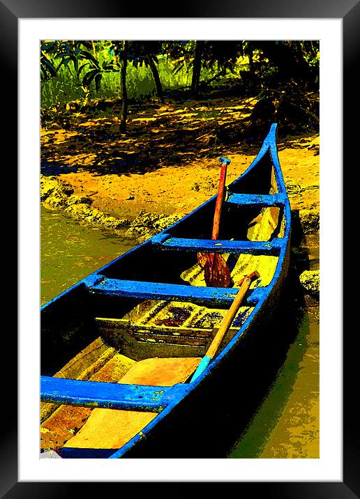 Sharp canoe on sandy Bank Framed Mounted Print by Arfabita  