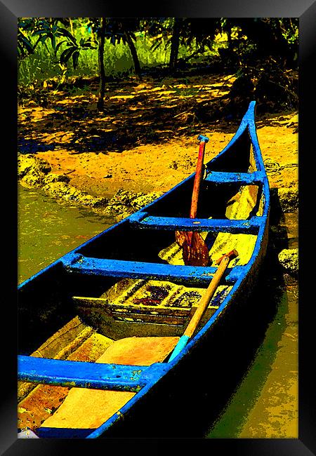 Sharp canoe on sandy Bank Framed Print by Arfabita  