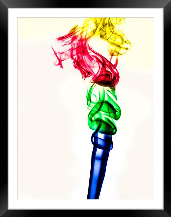 Coloured smoke plume Framed Mounted Print by Andrew Ley