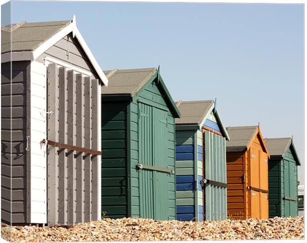 Hayling Island beach huts Canvas Print by Marilyn PARKER