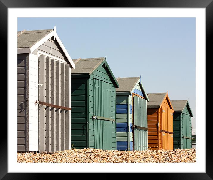 Hayling Island beach huts Framed Mounted Print by Marilyn PARKER