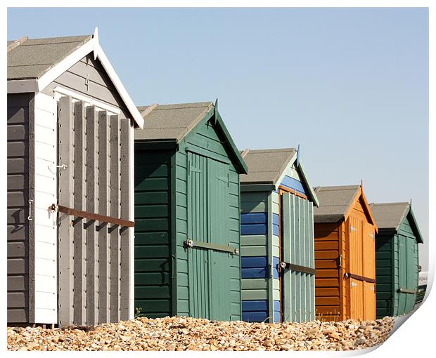 Hayling Island beach huts Print by Marilyn PARKER