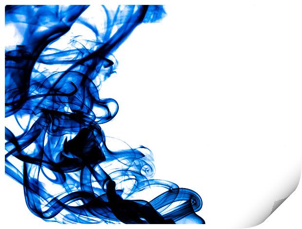 Blue swirl smoke Print by Andrew Ley