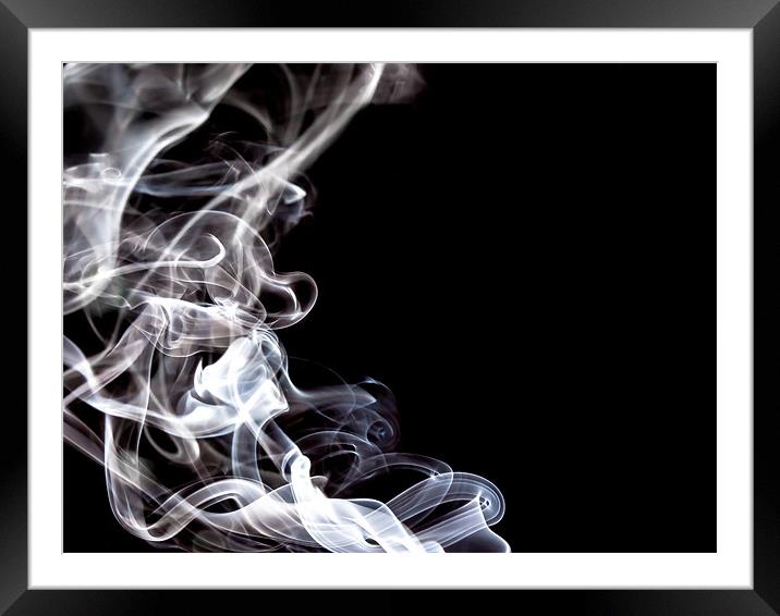 White Smoke Swirls Framed Mounted Print by Andrew Ley