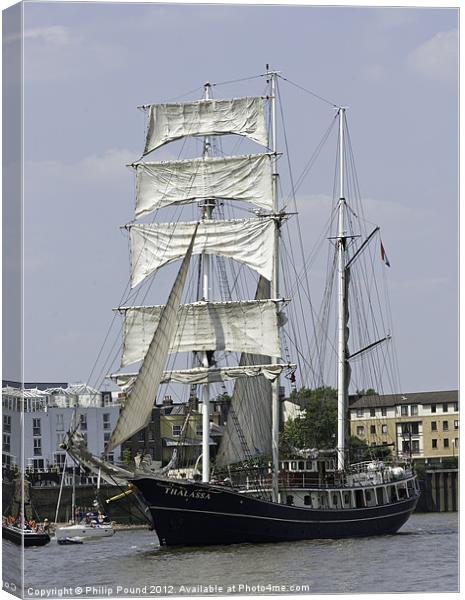 Tall Ship Thalassa in London Canvas Print by Philip Pound
