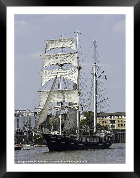 Tall Ship Thalassa in London Framed Mounted Print by Philip Pound
