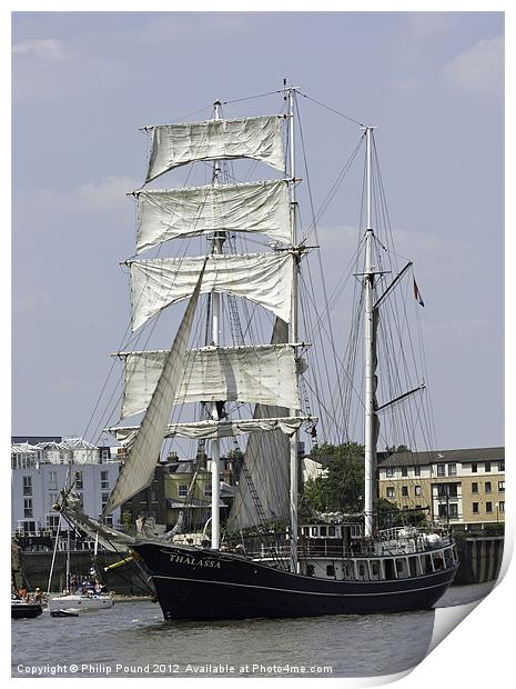 Tall Ship Thalassa in London Print by Philip Pound