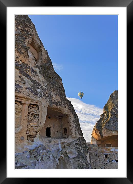 Sunbeams caves hot air balloon Framed Mounted Print by Arfabita  