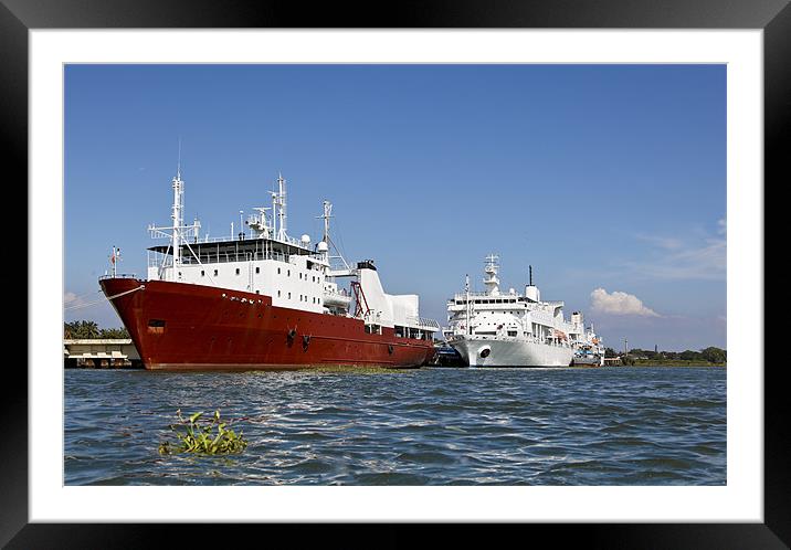 Ocean Liners anchored at Kochin Framed Mounted Print by Arfabita  