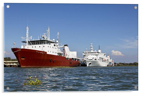 Ocean Liners anchored at Kochin Acrylic by Arfabita  