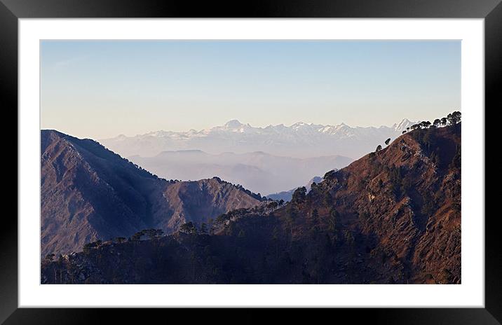 Snow capped Himalyas from Trikuta Framed Mounted Print by Arfabita  