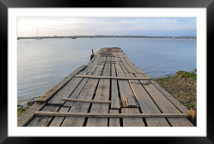 Old Wooden Jetty Mersea Essex Framed Mounted Print by Diana Mower