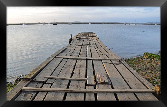 Old Wooden Jetty Mersea Essex Framed Print by Diana Mower