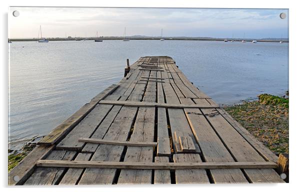 Old Wooden Jetty Mersea Essex Acrylic by Diana Mower