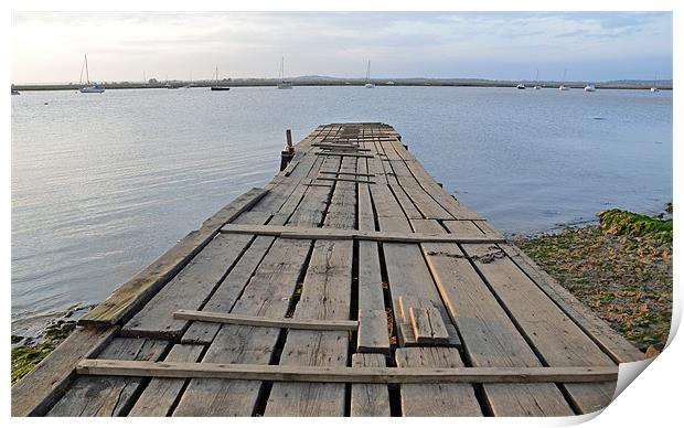 Old Wooden Jetty Mersea Essex Print by Diana Mower