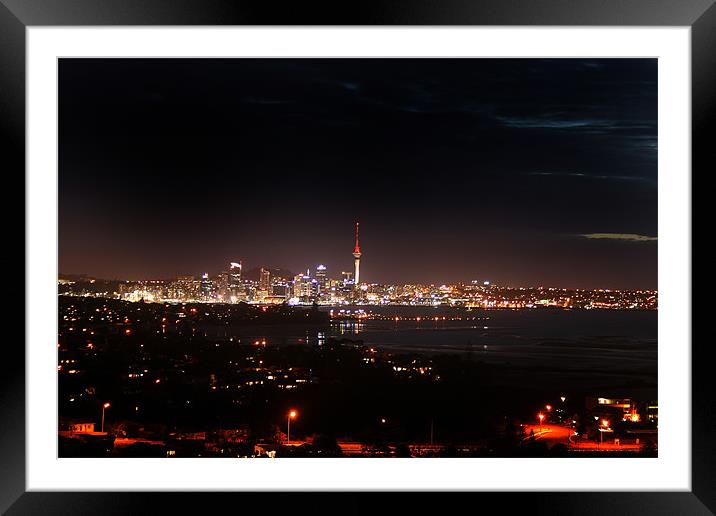 Auckland by night Framed Mounted Print by Chris Barker