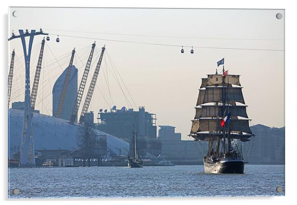 Belem at North Greenwich Acrylic by Rob  Powell