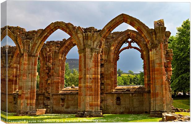 Aisle Chapels at Melrose Abbey Canvas Print by Louise Heusinkveld