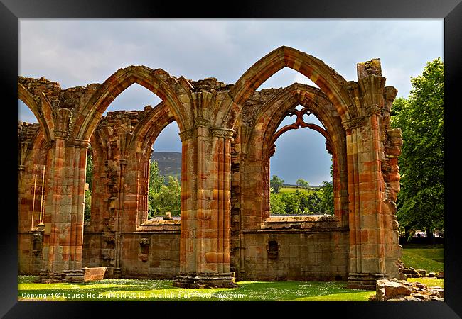 Aisle Chapels at Melrose Abbey Framed Print by Louise Heusinkveld