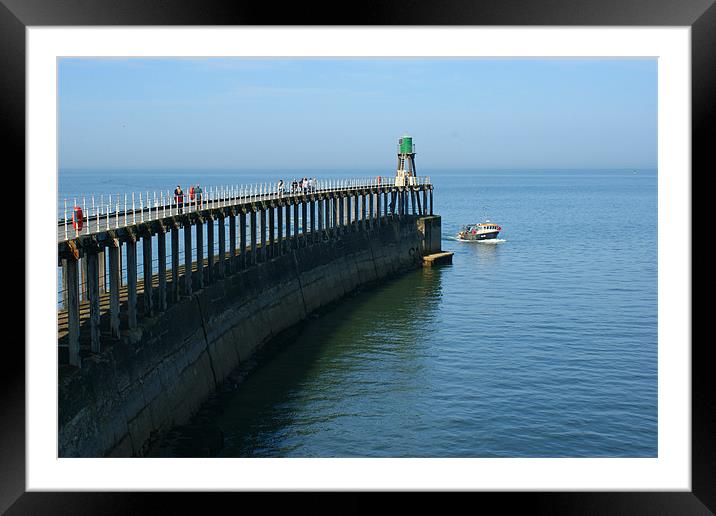 Whitby Pier Framed Mounted Print by Claire Ungley