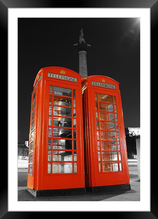 London Phone Boxes Framed Mounted Print by Phil Clements