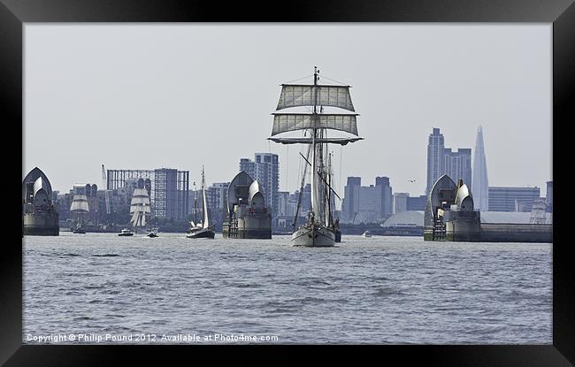 Tall Ships at Thames Barrier Framed Print by Philip Pound