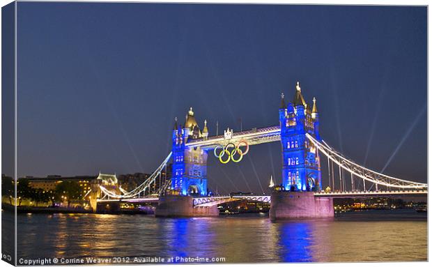 London Bridge Night Time Olympic Style Canvas Print by Corrine Weaver
