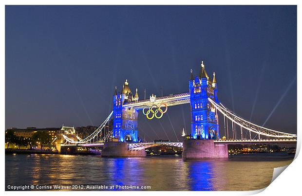 London Bridge Night Time Olympic Style Print by Corrine Weaver