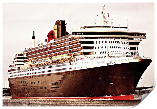 Queen Mary 2 Print by Louise Godwin