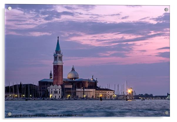 Evening Light - Church of San Giorgio Maggiore. Acrylic by Ann Garrett