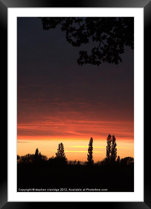 Sunset with trees Framed Mounted Print by stephen clarridge
