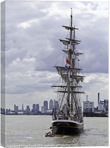 Tall Ship Morgenster on Thames Canvas Print by Philip Pound