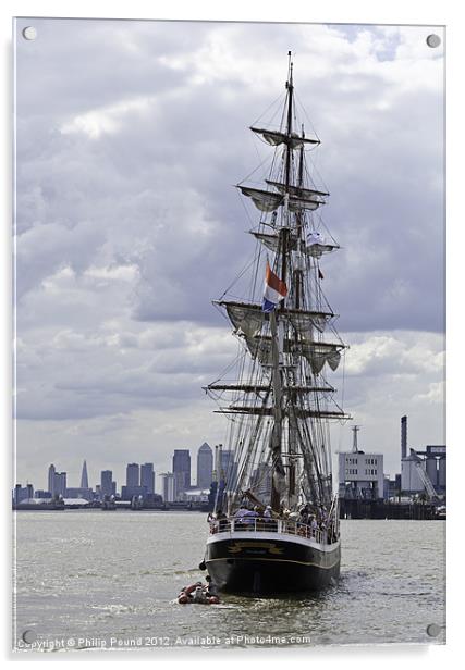 Tall Ship Morgenster on Thames Acrylic by Philip Pound