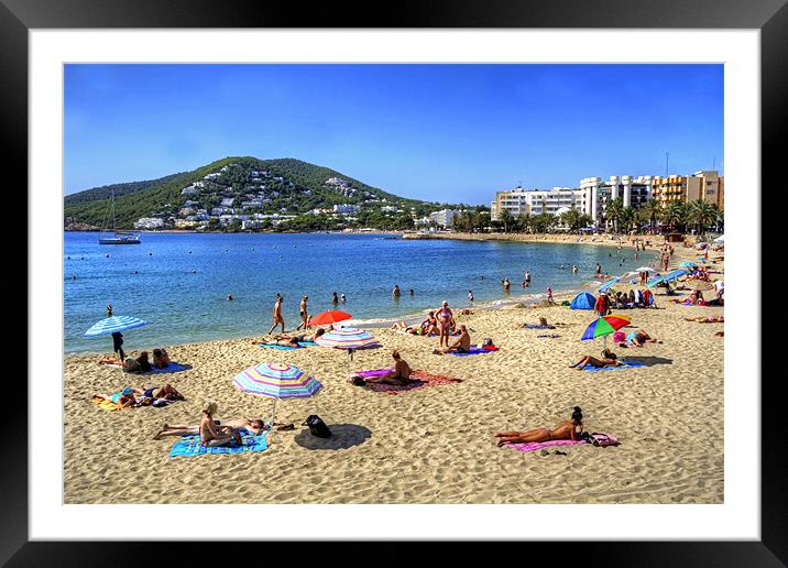 Santa Eulalia Beach and Bay Framed Mounted Print by Tom Gomez