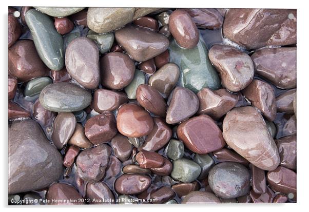 Pebbles at Porlock Acrylic by Pete Hemington
