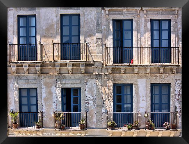 Sicillian balconies Framed Print by Lucy Antony