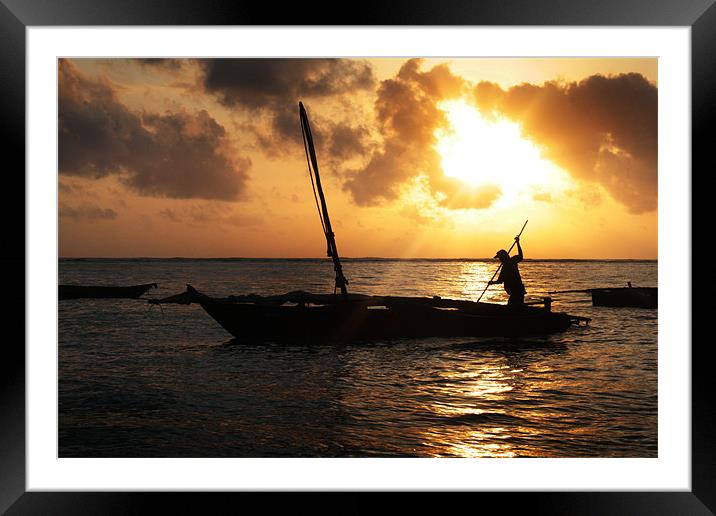 Mombassa fishermen at Dawn Framed Mounted Print by Chris Barker