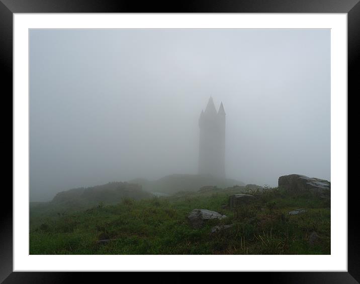 Scrabo Tower In The Mist Framed Mounted Print by Noreen Linale