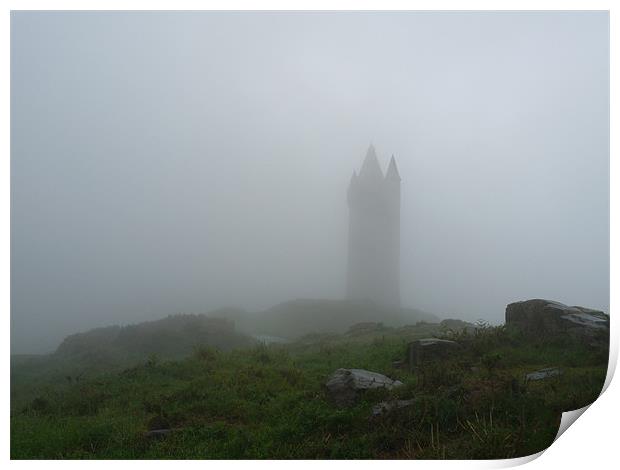 Scrabo Tower In The Mist Print by Noreen Linale