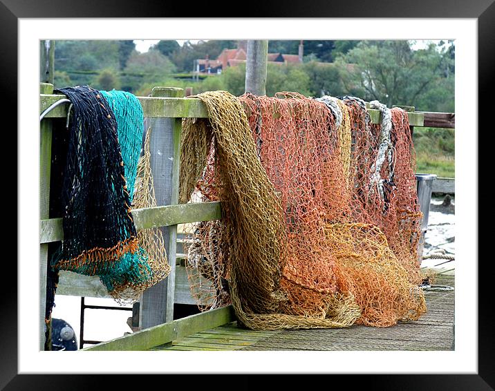Fishing Nets Southwold Framed Mounted Print by Noreen Linale