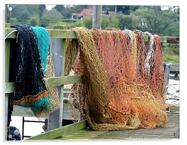 Fishing Nets Southwold Acrylic by Noreen Linale