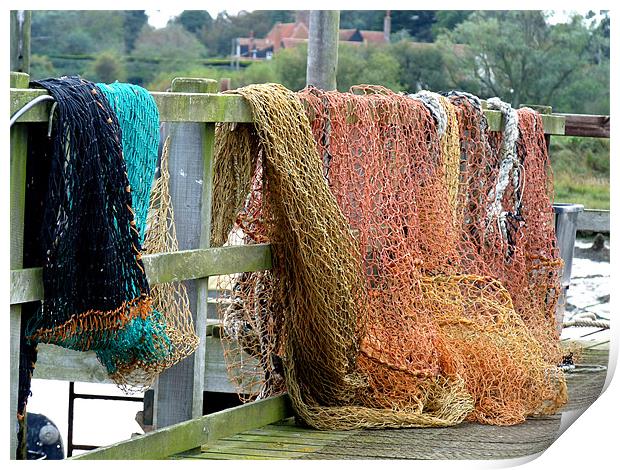 Fishing Nets Southwold Print by Noreen Linale