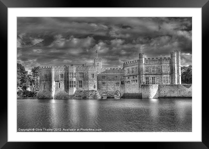 Leeds Castle in Black and White Framed Mounted Print by Chris Thaxter