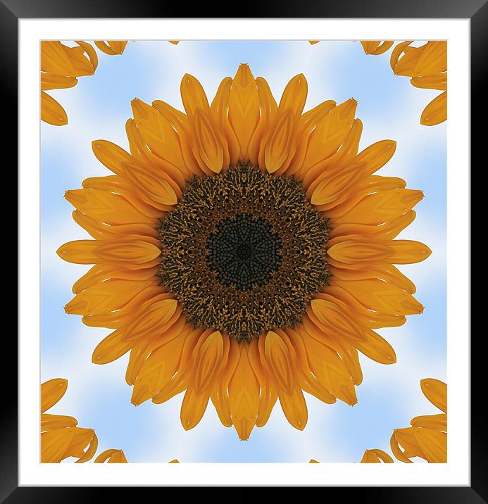 Kaleidoscope Sunflower Framed Mounted Print by Julie Ormiston