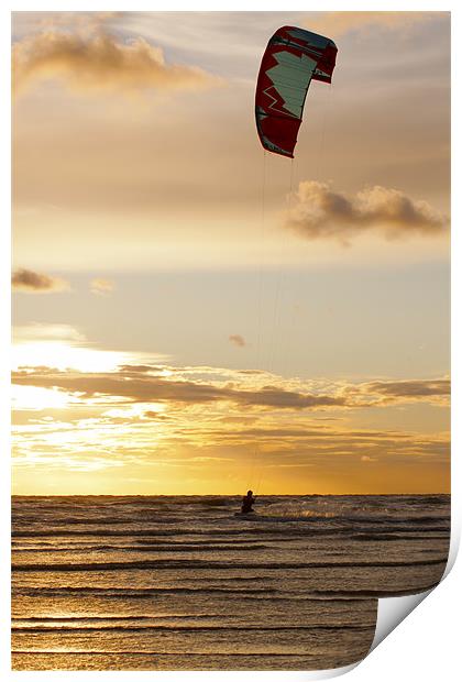 Kitesurfing to the Sun Print by Roger Green
