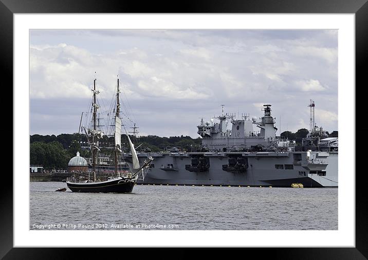 Tall Ship & HMS Ocean Framed Mounted Print by Philip Pound
