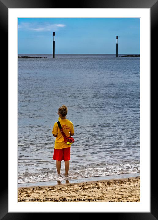 life guard on the look out Framed Mounted Print by Lee Daly