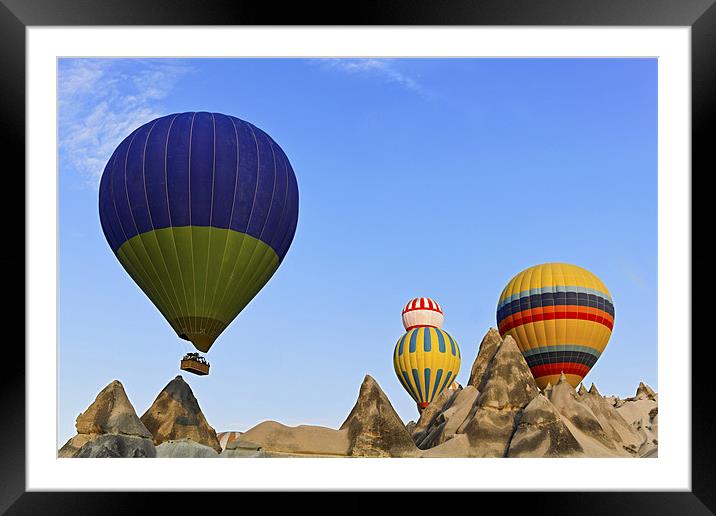 Hot balloons over Cappadocia Terrain Framed Mounted Print by Arfabita  