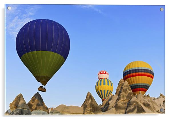 Hot balloons over Cappadocia Terrain Acrylic by Arfabita  