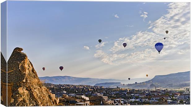 Hot air balloons morning drift Canvas Print by Arfabita  